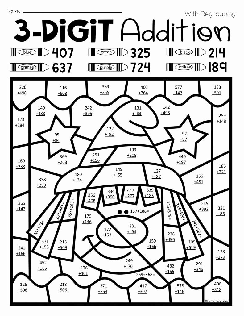 Coloring Addition Worksheet Beautiful Triple Digit Addition Coloring