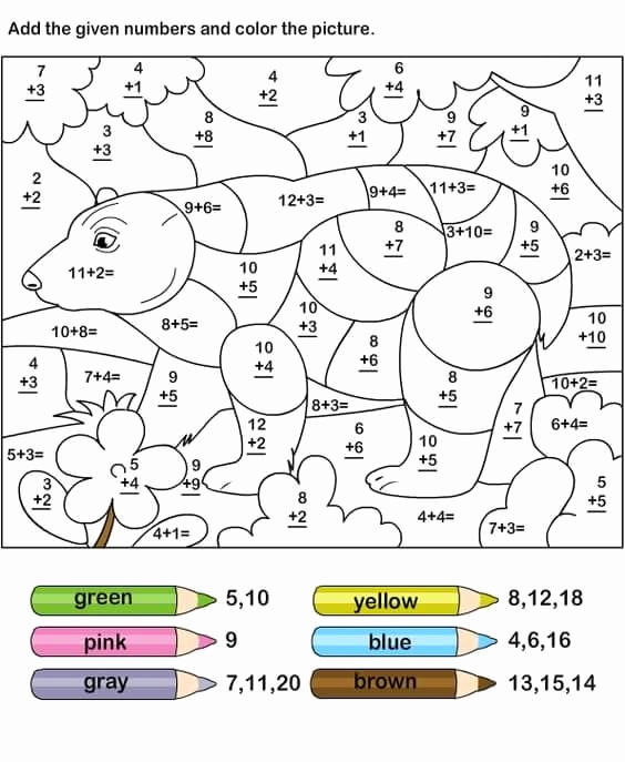 Coloring Addition Worksheet Best Of Color by Number Addition Best Coloring Pages for Kids