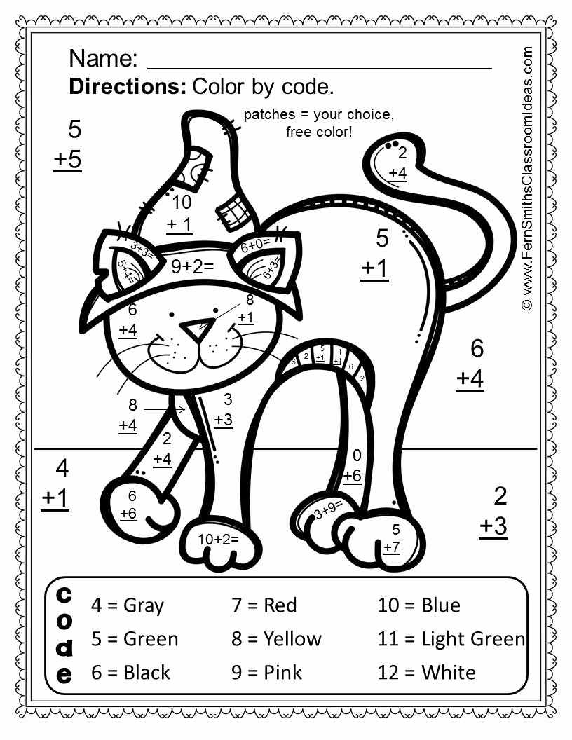 Coloring Addition Worksheet Lovely Fern Smith S Free Halloween Fun Basic Addition Color by