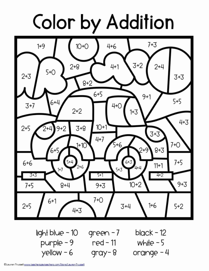 Coloring Math Worksheets 2nd Grade Luxury Addition Color by Number 2nd Grade Worksheets