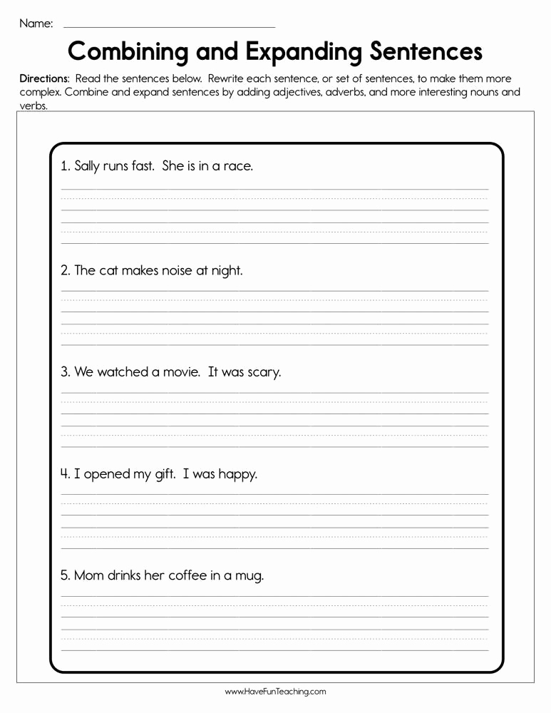 Practice 30 Instantly Combining Sentences Worksheets 5th Grade Simple 