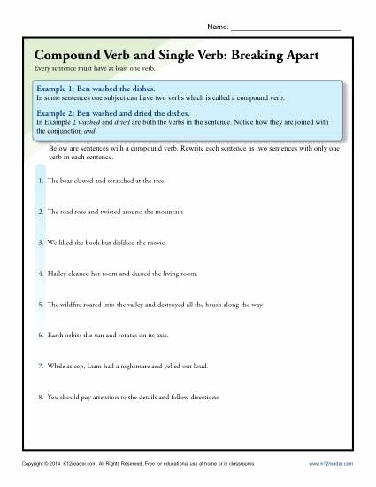 Combining Sentences Worksheets 5th Grade Awesome Bining Sentences Worksheets 5th Grade Pound Verb and