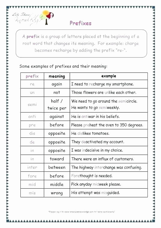 Comma Worksheet Middle School Pdf Inspirational Prefixes and Suffixes Worksheet Free Printable Prefix