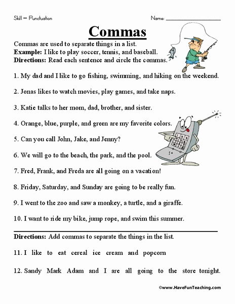 Commas In A Letter Worksheet