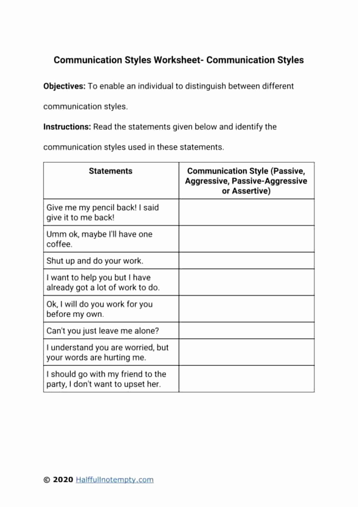 Communication Worksheets for Adults Elegant Effective Munication Worksheets Adults