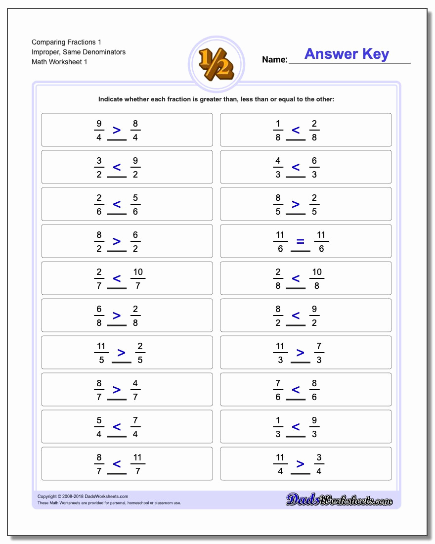 Comparing Fractions Third Grade Worksheet Lovely 20 Paring Fractions Worksheet 3rd Grade