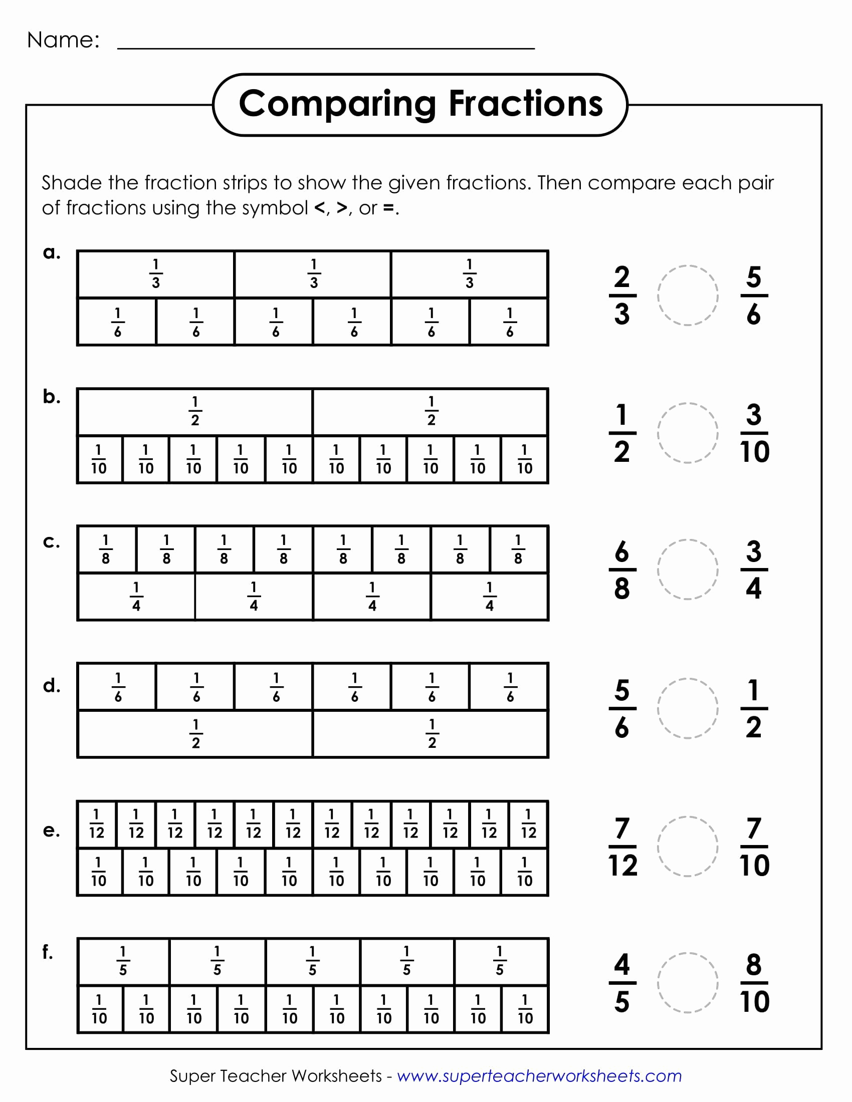 Comparing Fractions Third Grade Worksheet Luxury Paring Fractions Worksheet 3rd Grade Paring Fraction