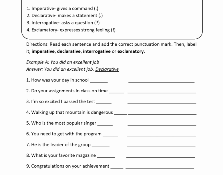 Complex Sentence Worksheets 3rd Grade Awesome 3rd Grade Types Sentences Worksheets Grade 3