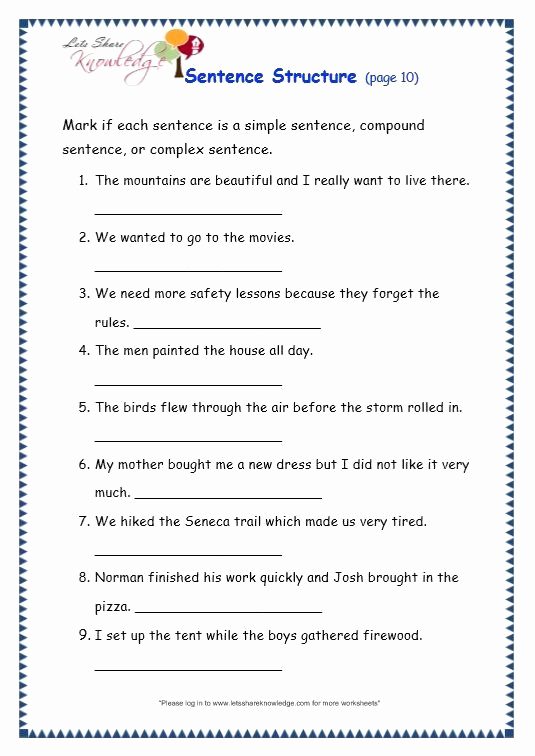 Complex Sentence Worksheets 3rd Grade Lovely 20 Plex Sentence Worksheets 3rd Grade Suryadi