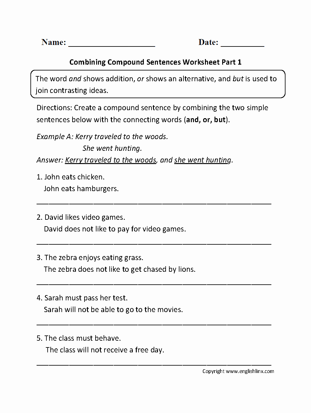 Complex Sentence Worksheets 4th Grade Lovely Bining Sentences 4th Grade Worksheets