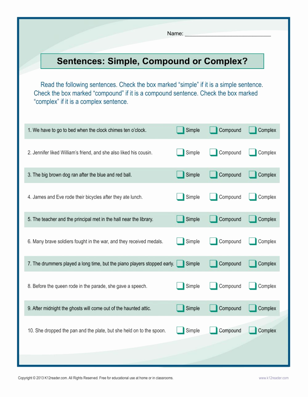 Complex Sentences Worksheets with Answers Elegant Writing Plex Sentences Worksheet Answers