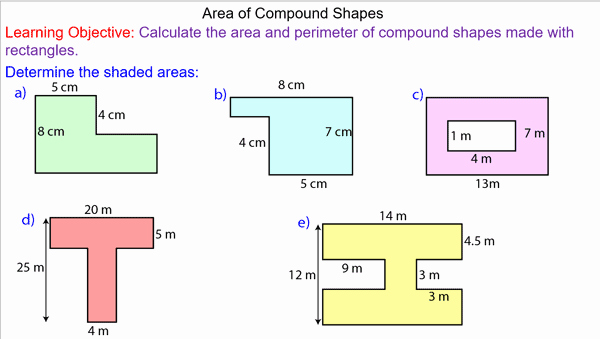 Compound area Worksheets Best Of area Of Pound Shapes Mr Mathematics