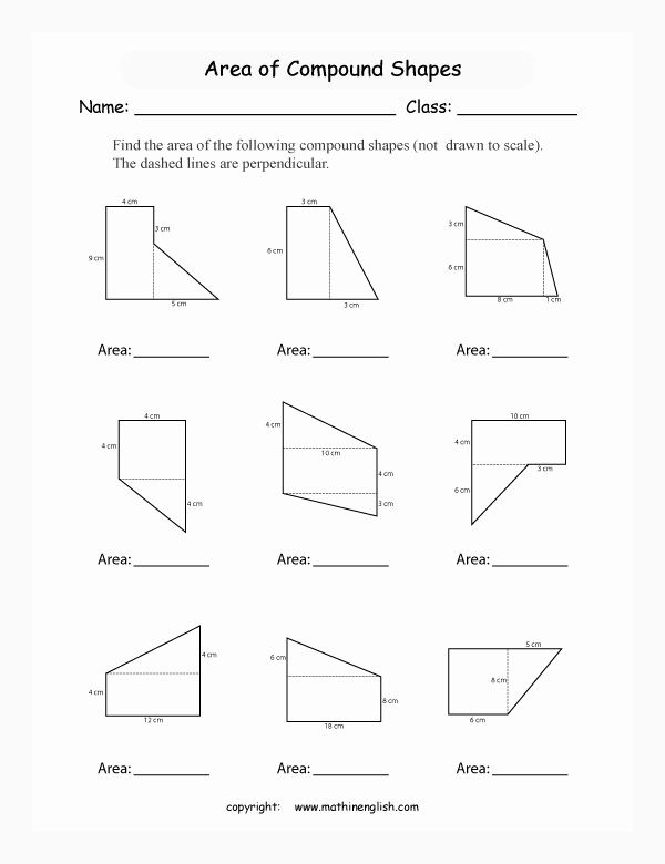Compound area Worksheets Unique Find the area Of Pound Shapes with Rectangular and
