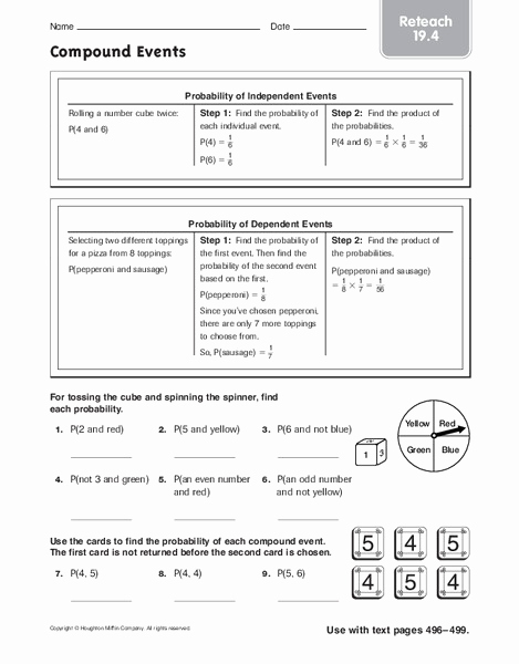 Compound events Worksheets Awesome Pound events Worksheet for 6th 7th Grade