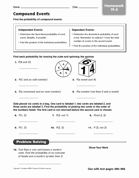 Compound events Worksheets Elegant Pound events Finding the Probability Worksheet for
