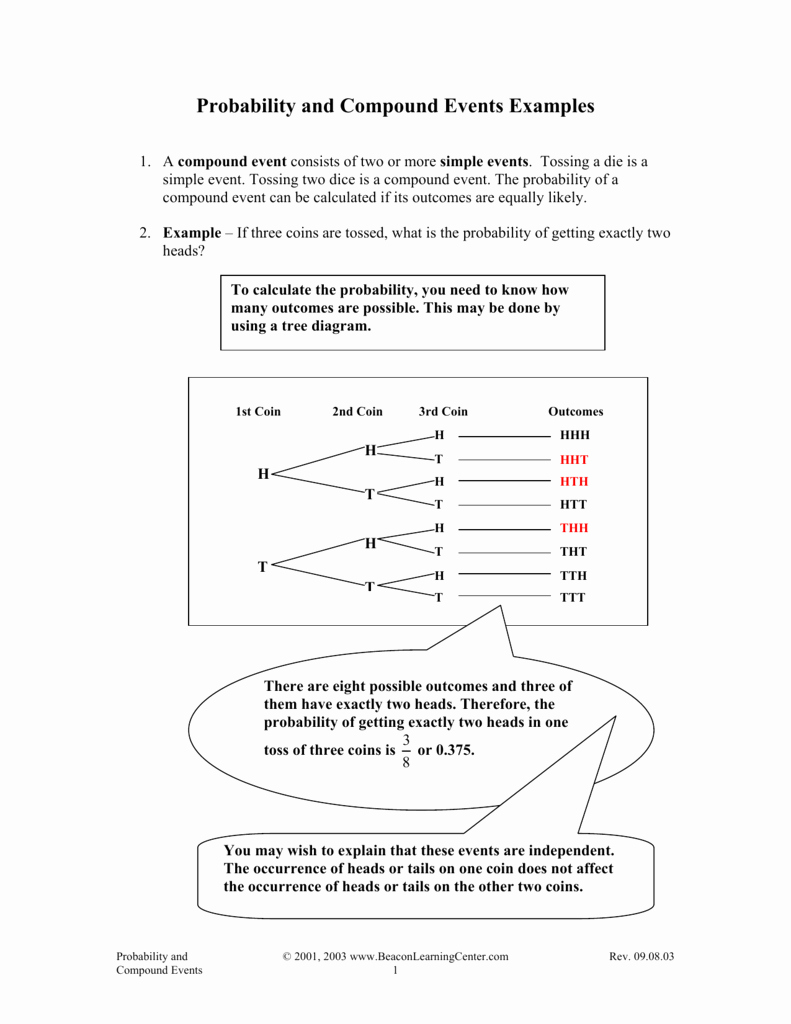 Compound events Worksheets Inspirational Probability Pound events Worksheet