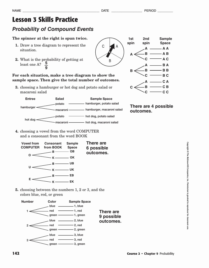 Compound events Worksheets Luxury Lesson 3 Skills Practice Probability Pound events
