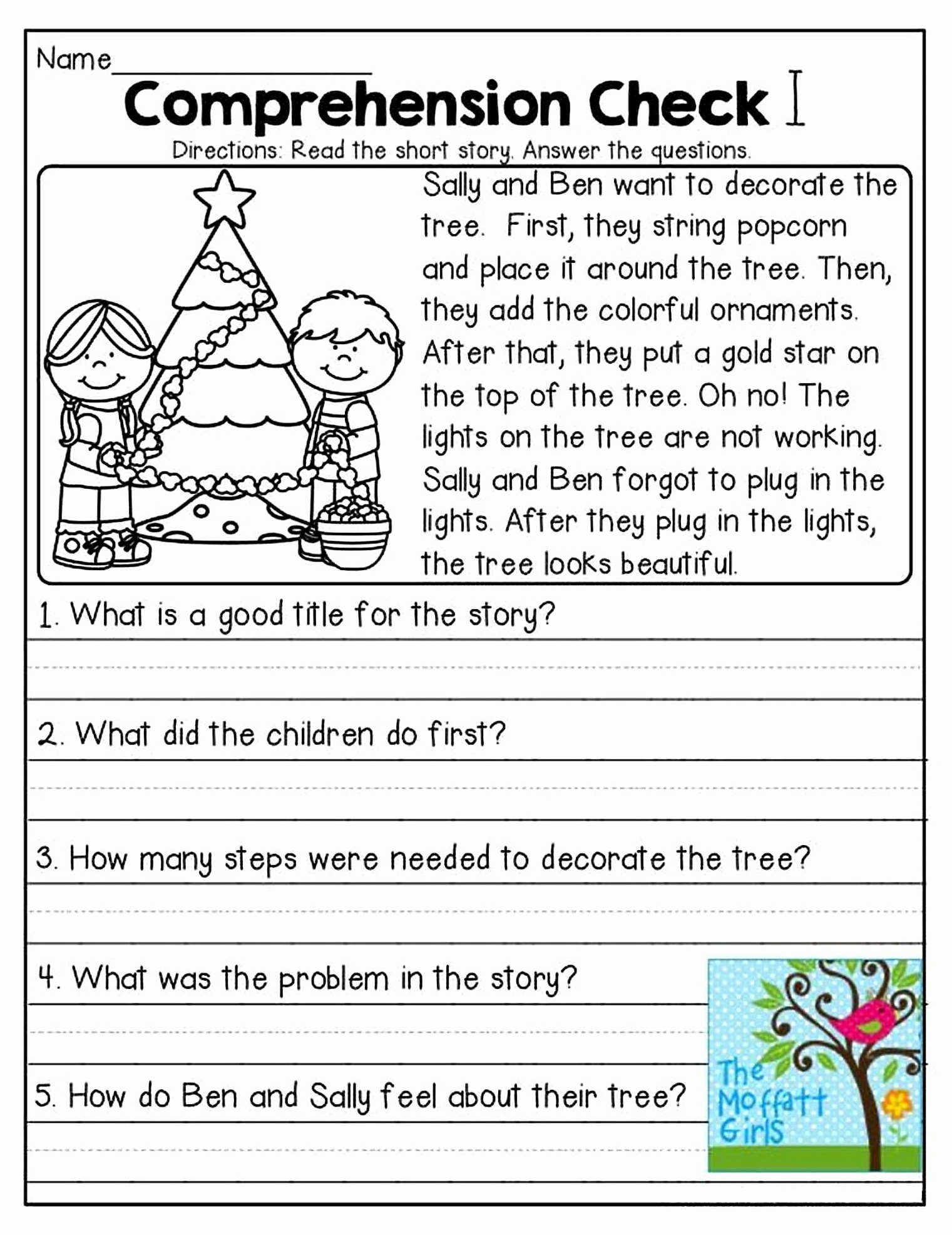 Comprehension Worksheet First Grade Luxury 1st Grade Reading Prehension Worksheets Printable Pdf