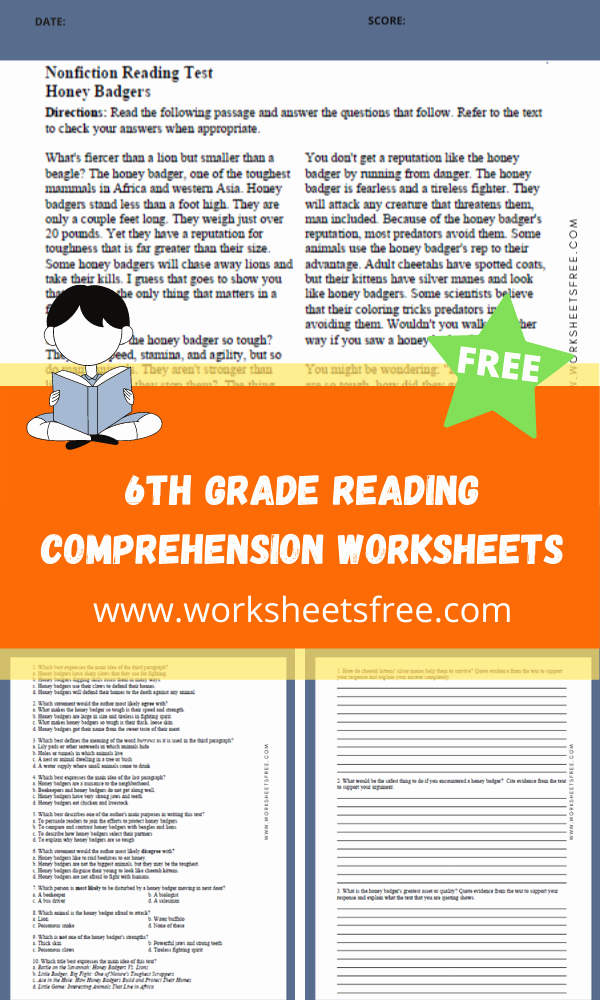 Comprehension Worksheets 6th Grade Luxury 6th Grade Reading Prehension Worksheets