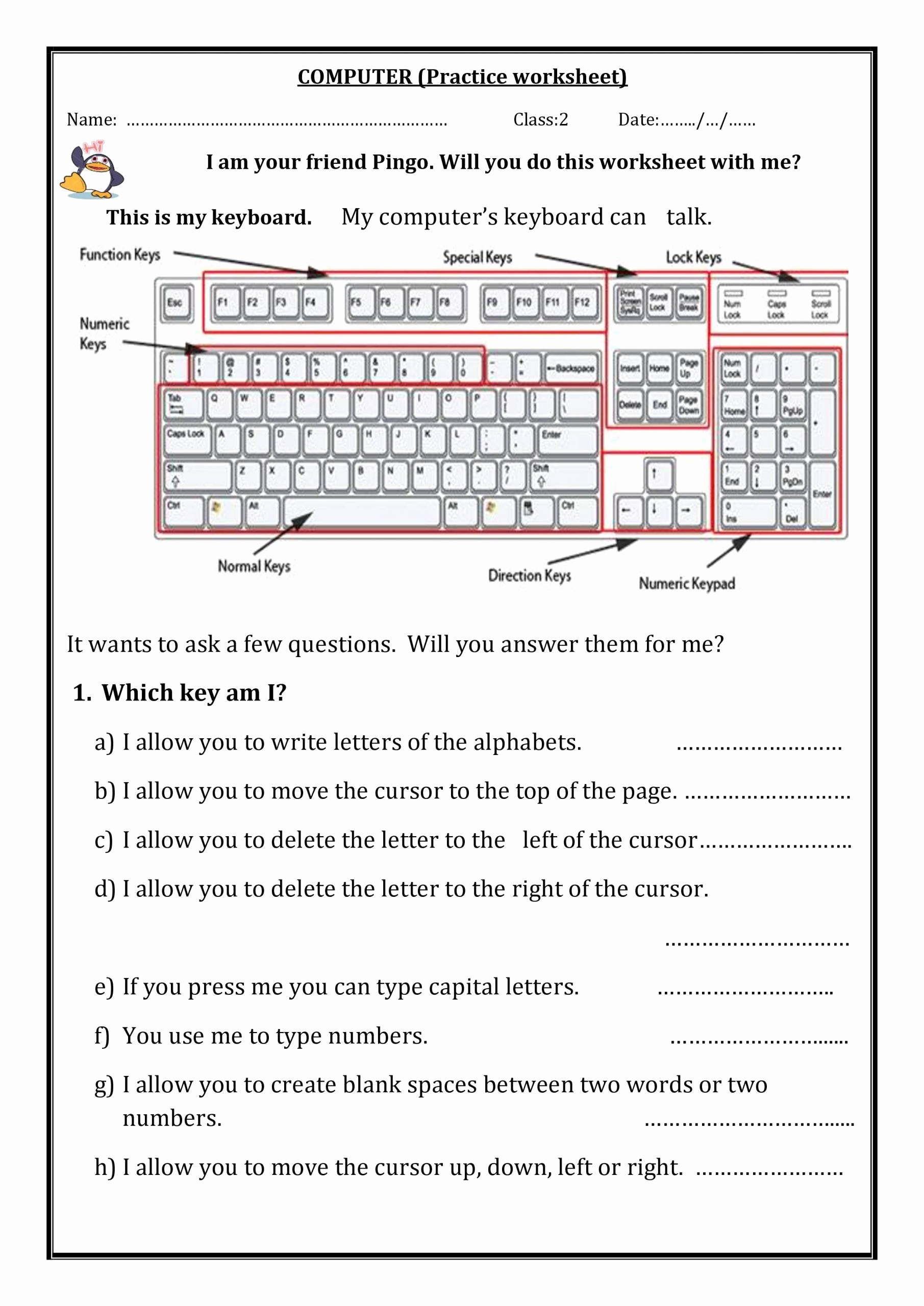 Computer Worksheets for Middle School New Free Printable Puter Keyboarding Worksheets Worksheet