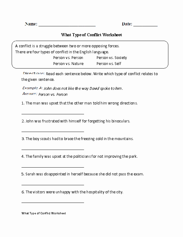 Conflict Worksheets Pdf Awesome Englishlinx