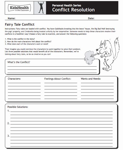 Conflict Worksheets Pdf Beautiful Fairy Tale Conflict Worksheet From Classroom