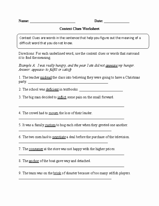 Context Clues 5th Grade Worksheets Beautiful Context Clues Worksheets 5th Grade