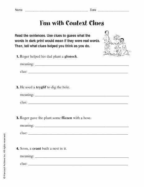 Context Clues 5th Grade Worksheets New Context Clues Worksheets 5th Grade