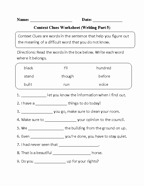 Context Clues Worksheets 1st Grade New 38 Interesting Context Clues Worksheets