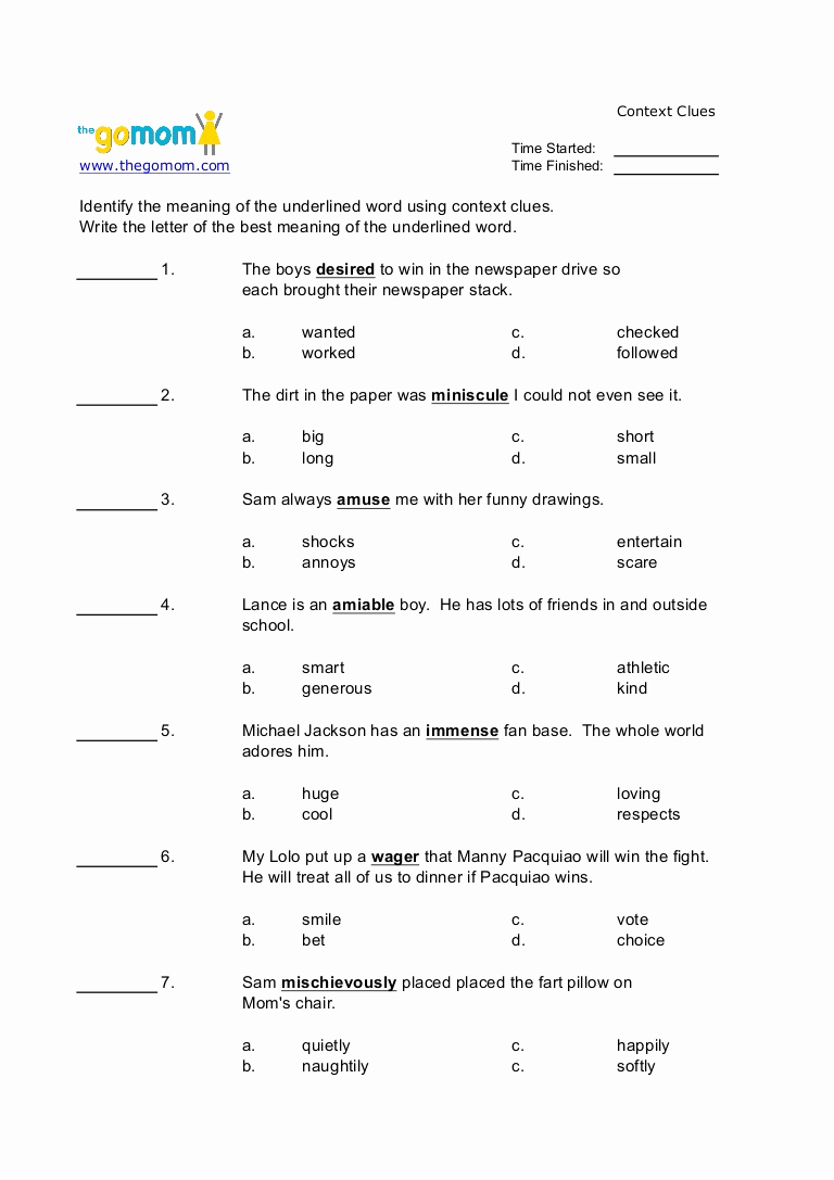 Context Clues Worksheets Second Grade Beautiful Context Clues 2 Worksheets