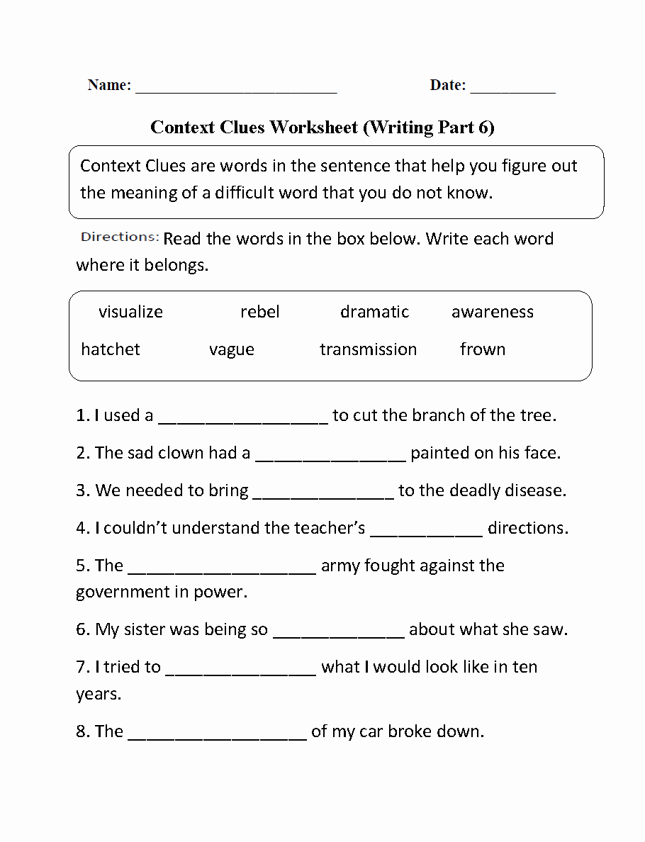 Context Clues Worksheets Second Grade Fresh 18 Best Of Context Clues Worksheets Printable