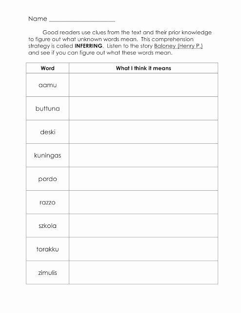 Context Clues Worksheets Second Grade New 15 Best Of Vocabulary Inference Worksheet Reading