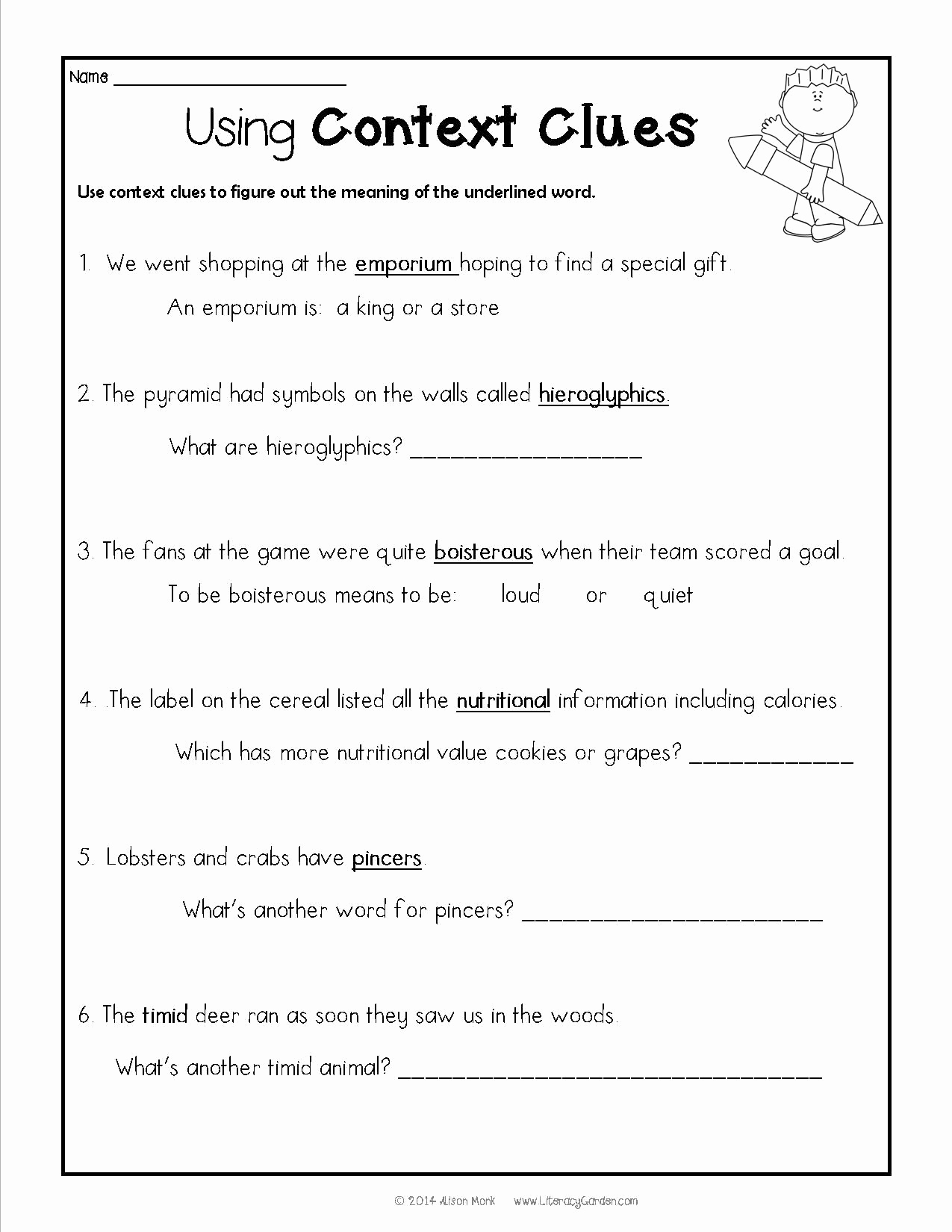 Context Clues Worksheets Grade 3