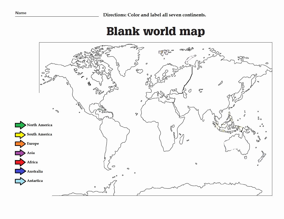 Continents and Oceans Worksheet Printable Fresh Label the the Continents and Color them Great Worksheet