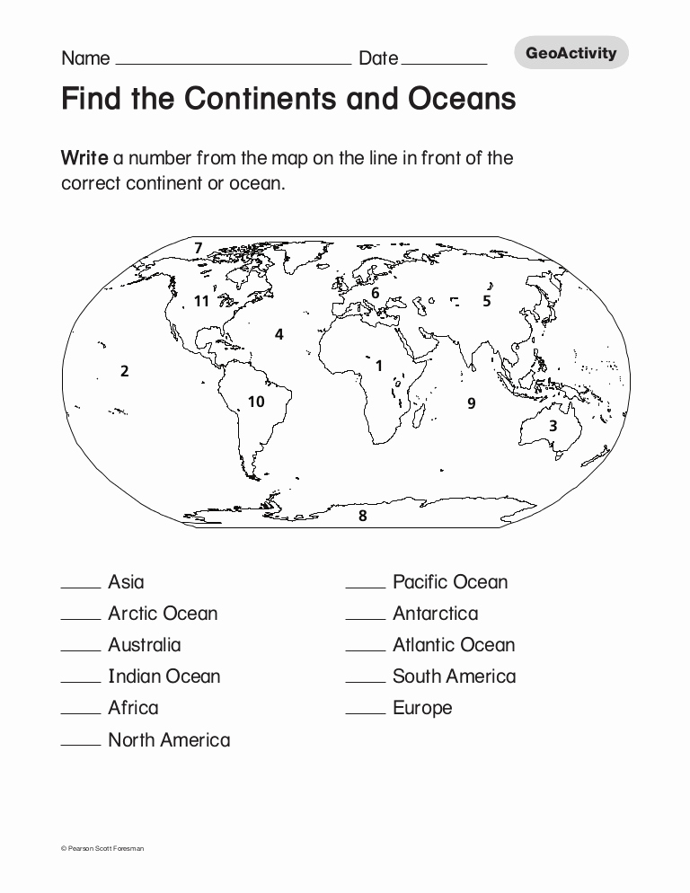 Continents and Oceans Worksheet Printable Inspirational Continents and Oceans Worksheet