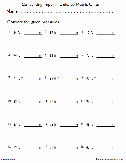 Conversion Worksheets 5th Grade Best Of Imperial to Metric Units Conversion 5th Grade Worksheet