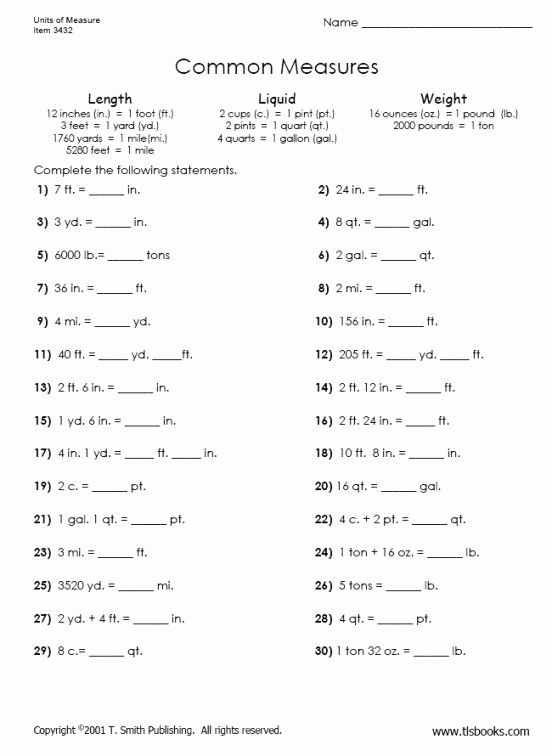 Conversion Worksheets 5th Grade Luxury Math Conversion Worksheets 5th Grade Measuring Customary