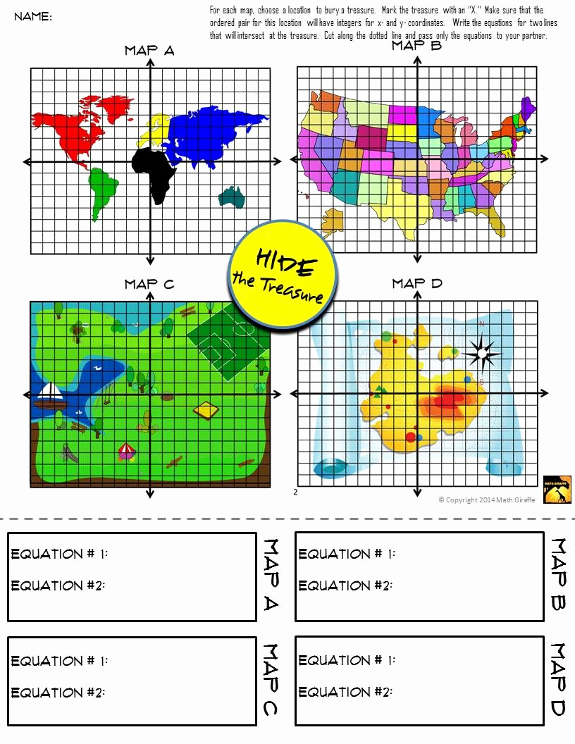 Coordinate Grid Map Worksheets New Graphing Linear Equations On the Coordinate Plane Map