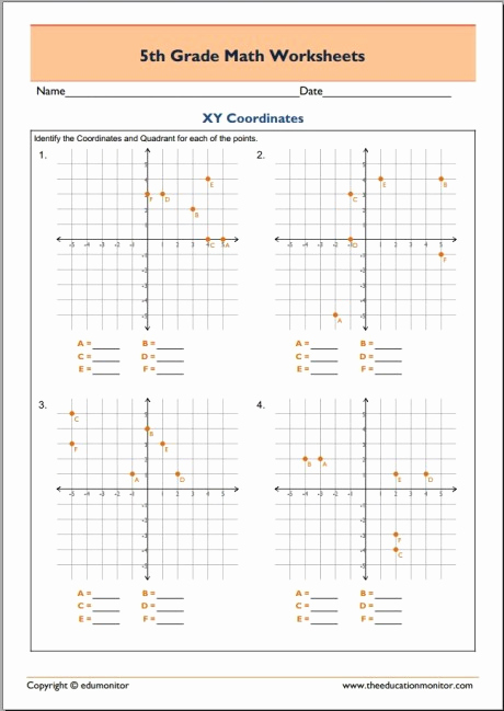 Coordinate Grids Worksheets 5th Grade New Free Printable 5th Grade Math Worksheets On Xy Coordinates