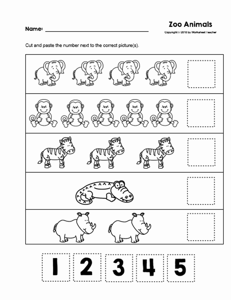 Counting Cut And Paste Worksheets Elegant 30 Cut And Paste Numbers 1 5 