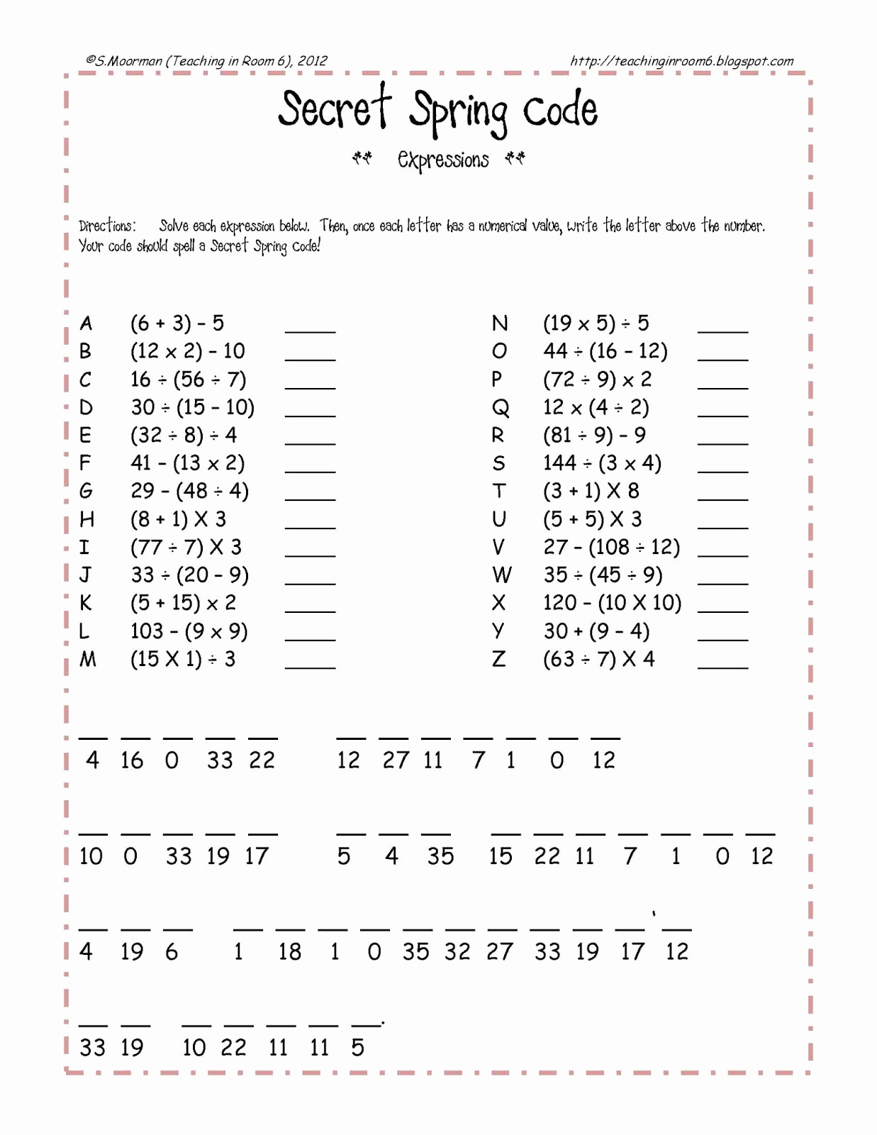 Cracking the Code Math Worksheets Inspirational Crack the Code Math Worksheet – Template Library