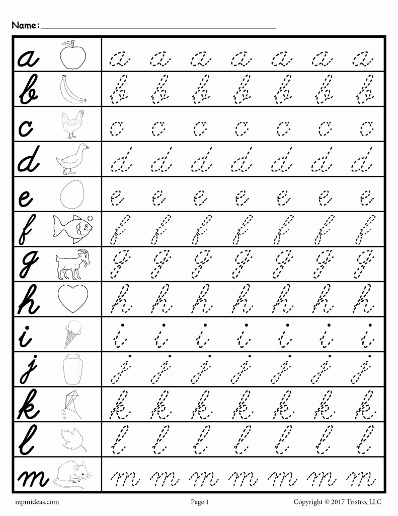 Cursive Alphabet Worksheets Pdf Inspirational Free Cursive Lowercase Letter Tracing Worksheets – Supplyme