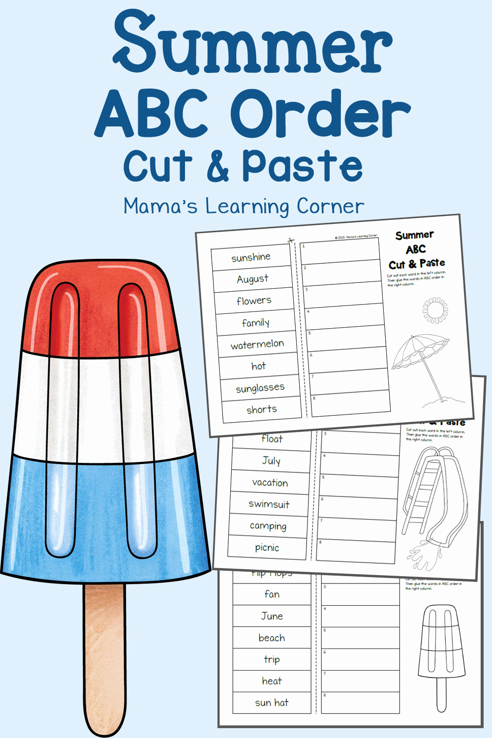 Cut and Paste Worksheets Free Best Of Summer Cut and Paste Abc order Worksheets Mamas