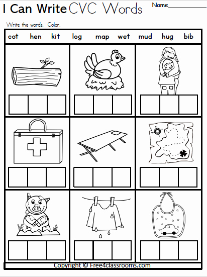 Cvc Worksheet Kindergarten Beautiful Free Kindergarten Cvc Writing Worksheet – Free4classrooms