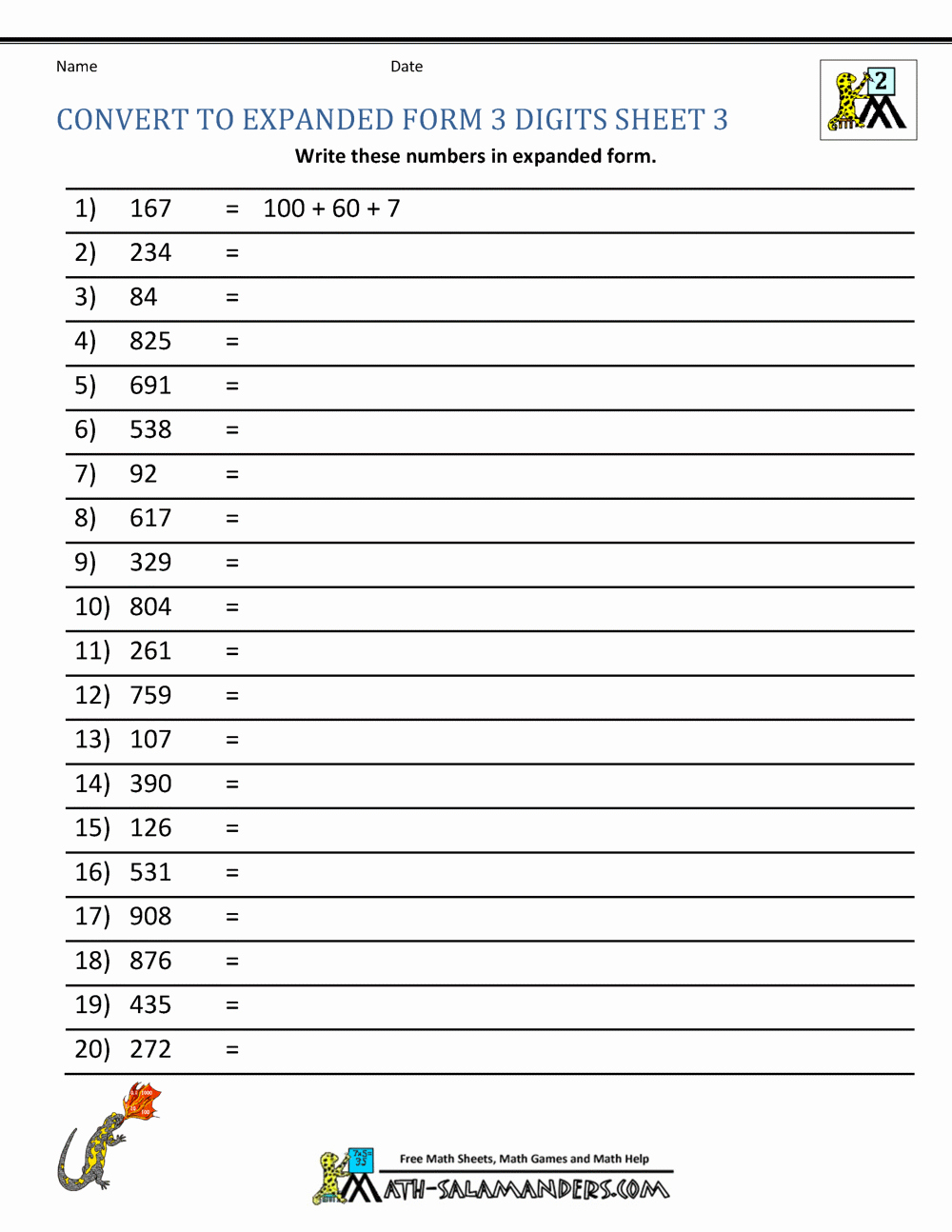 Decimal Expanded form Worksheet New Second Grade Place Value Worksheets