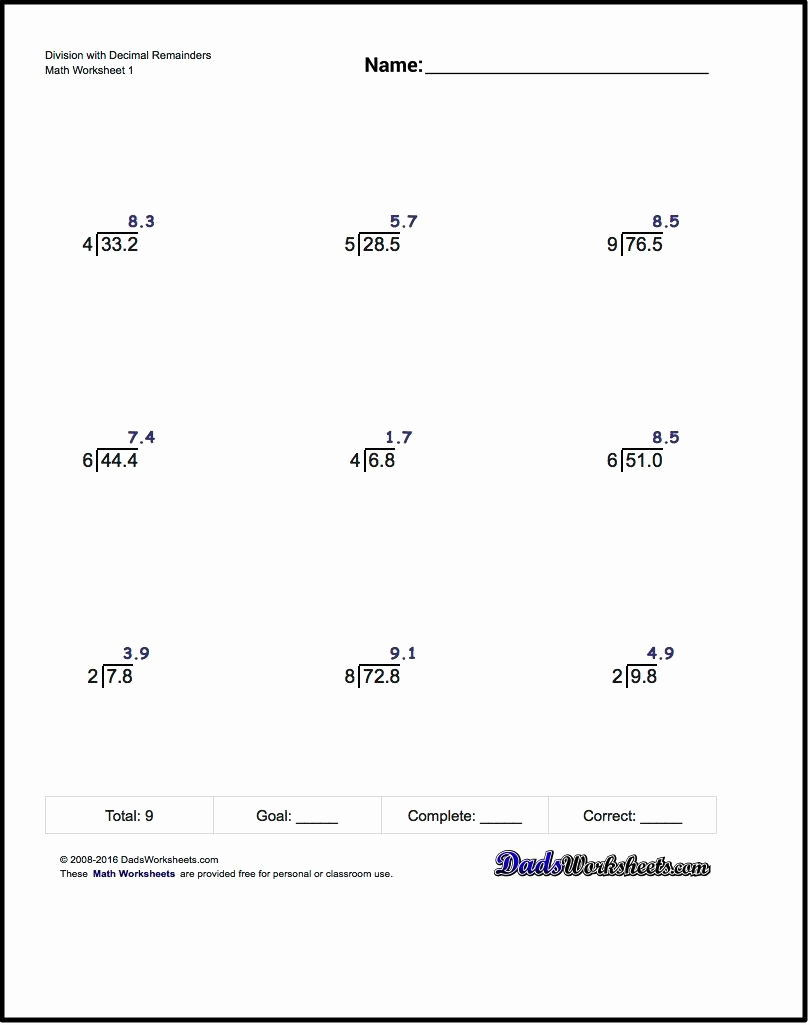 Decimal Long Division Worksheet Lovely Printables Of Long Division Worksheet Decimals