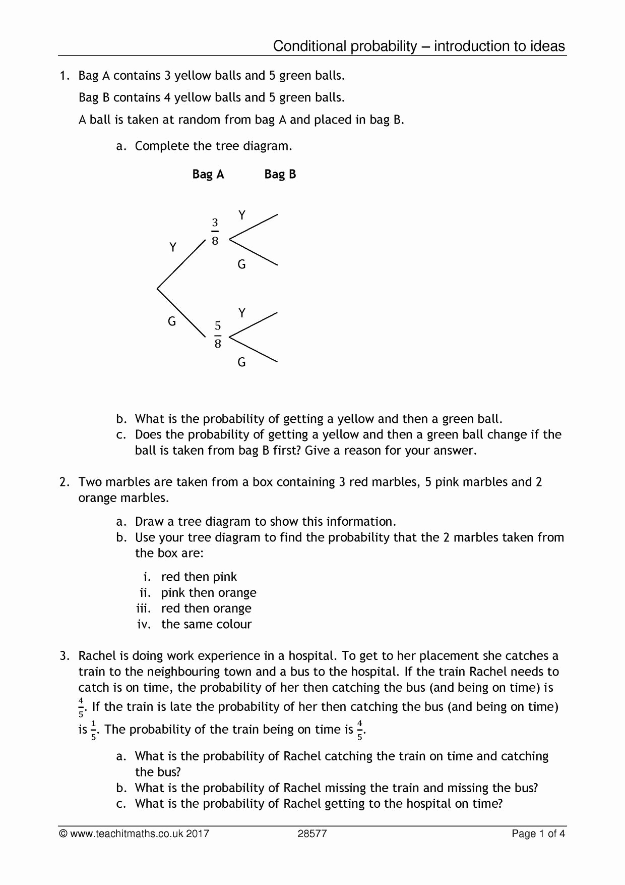 Dependent Probability Worksheets Awesome Dependent Probability Worksheet with Answers Non