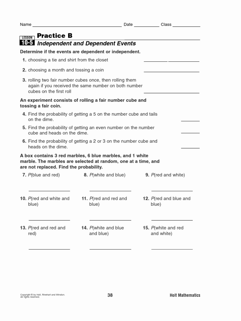 Dependent Probability Worksheets Fresh 10 5 Independent and Dependent events