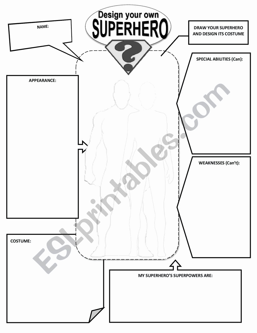 Design Your Own Superhero Worksheet Fresh Create and Design Your Superhero Worksheet Esl Worksheet