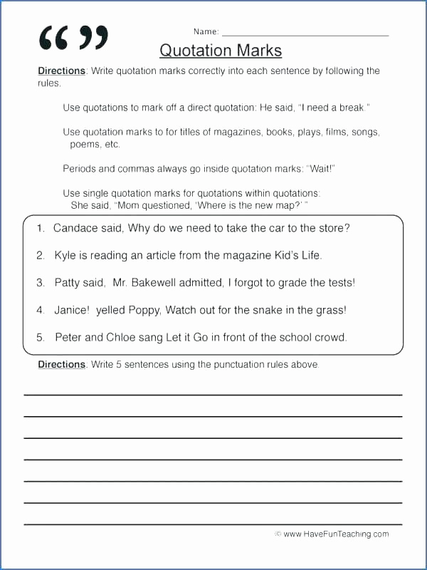 Dialogue Worksheets 4th Grade Beautiful 25 Quotation Worksheets 4th Grade